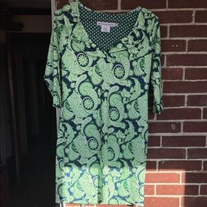 Gretchen Scott Rufle neck Green Paisley Women's dress